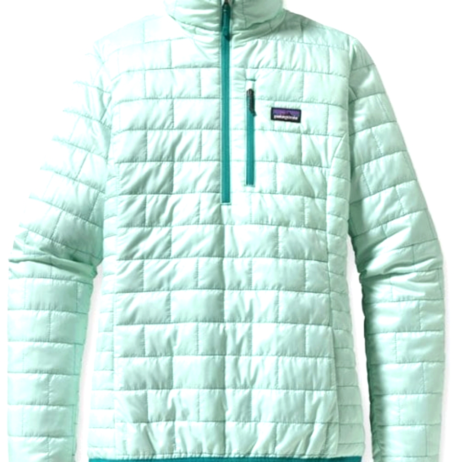 Patagonia Nano Puff Bivy 3/4 Zip Pullover, Mint Green And Blue